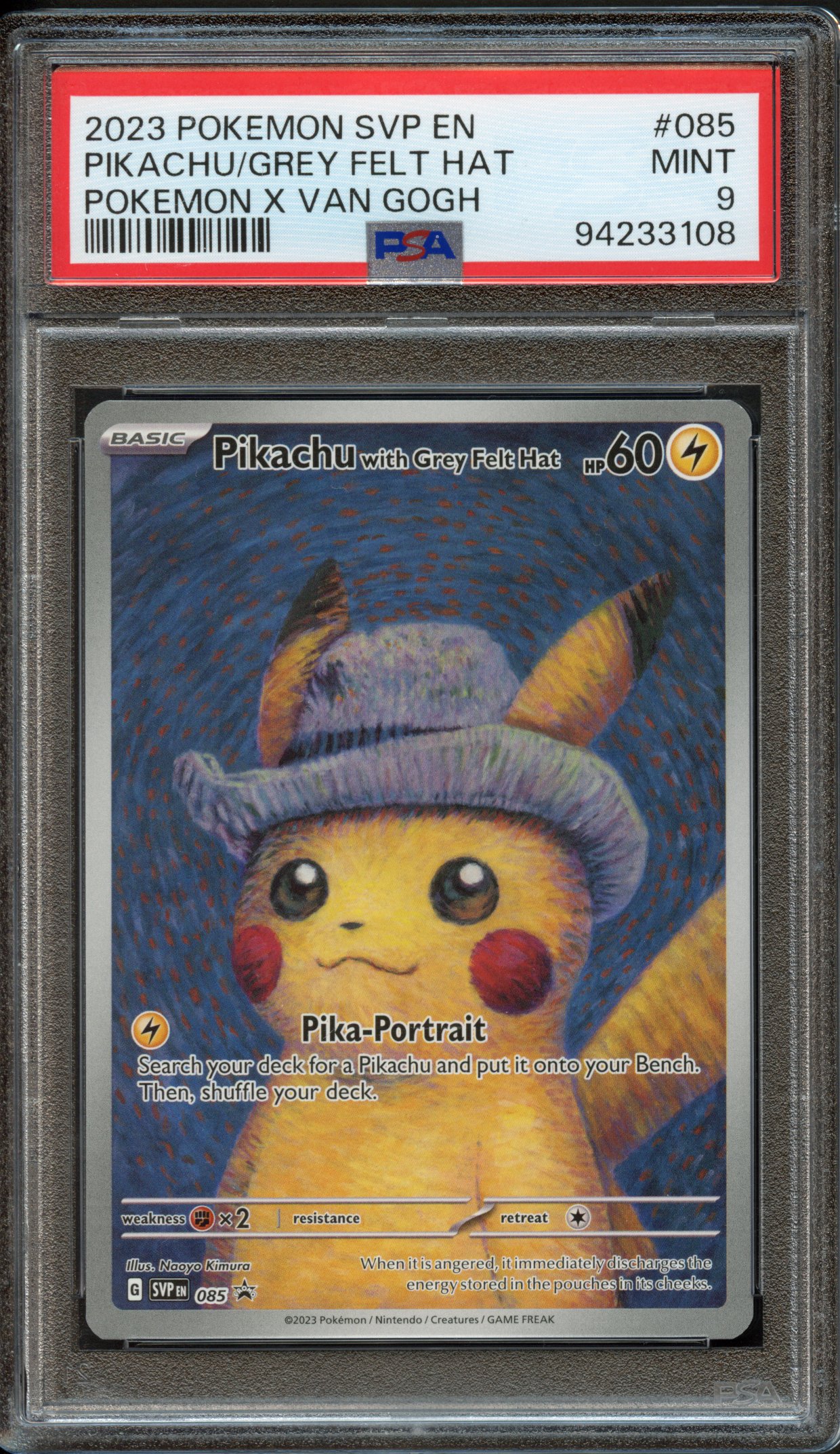 PSA 9 Pikachu with Grey Felt Hat #85 S&V Van Gogh (2023)