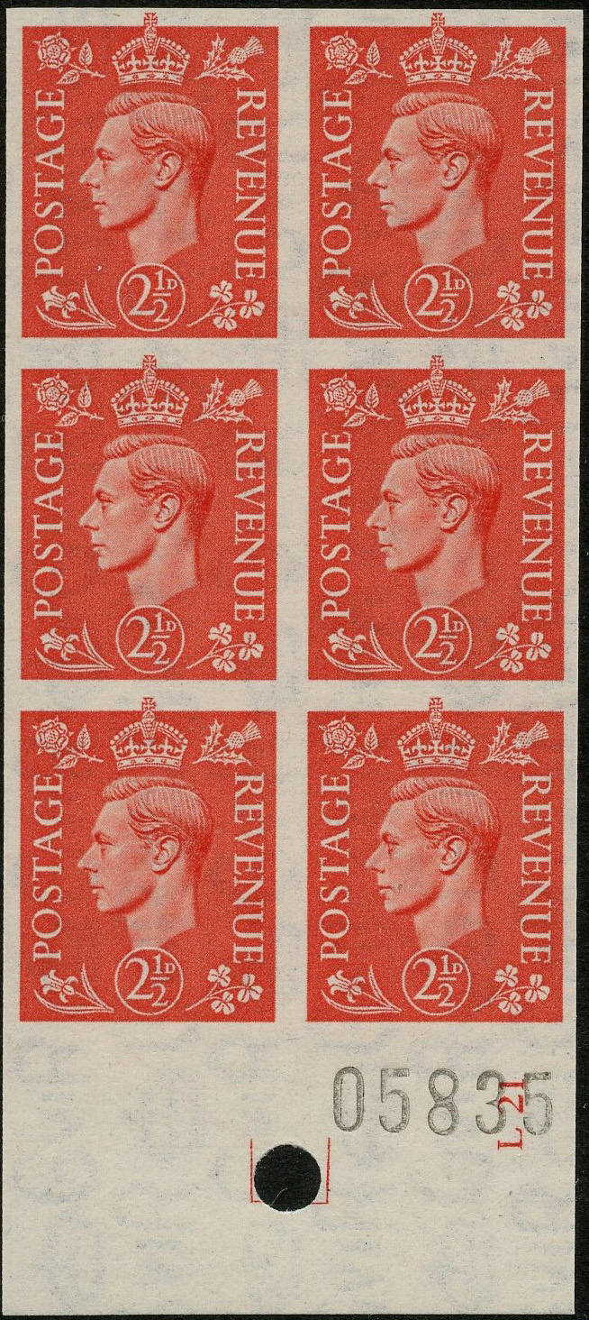 GB 1950-52 SG 507var imprimatur block of six