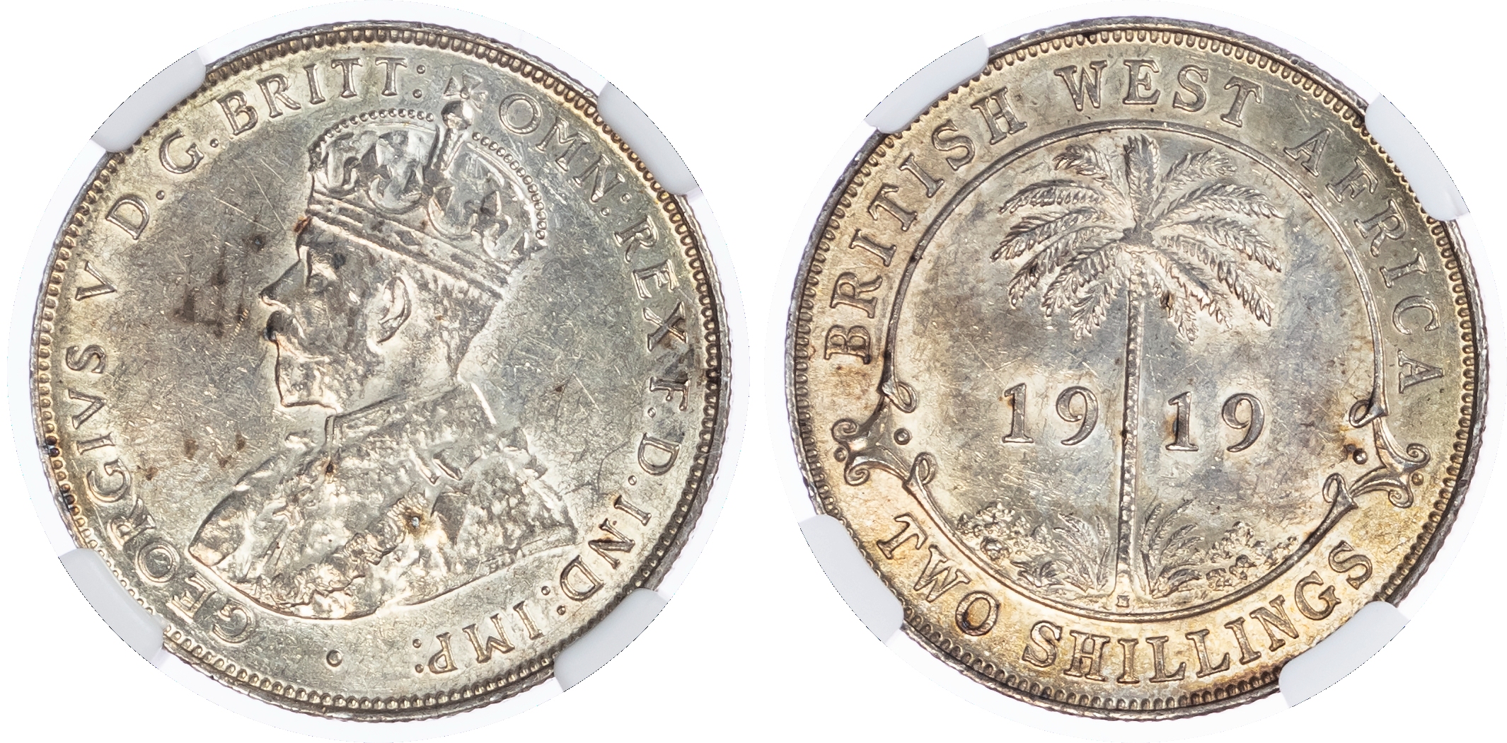 British West Africa. George V AR Two Shillings. 1919H. 