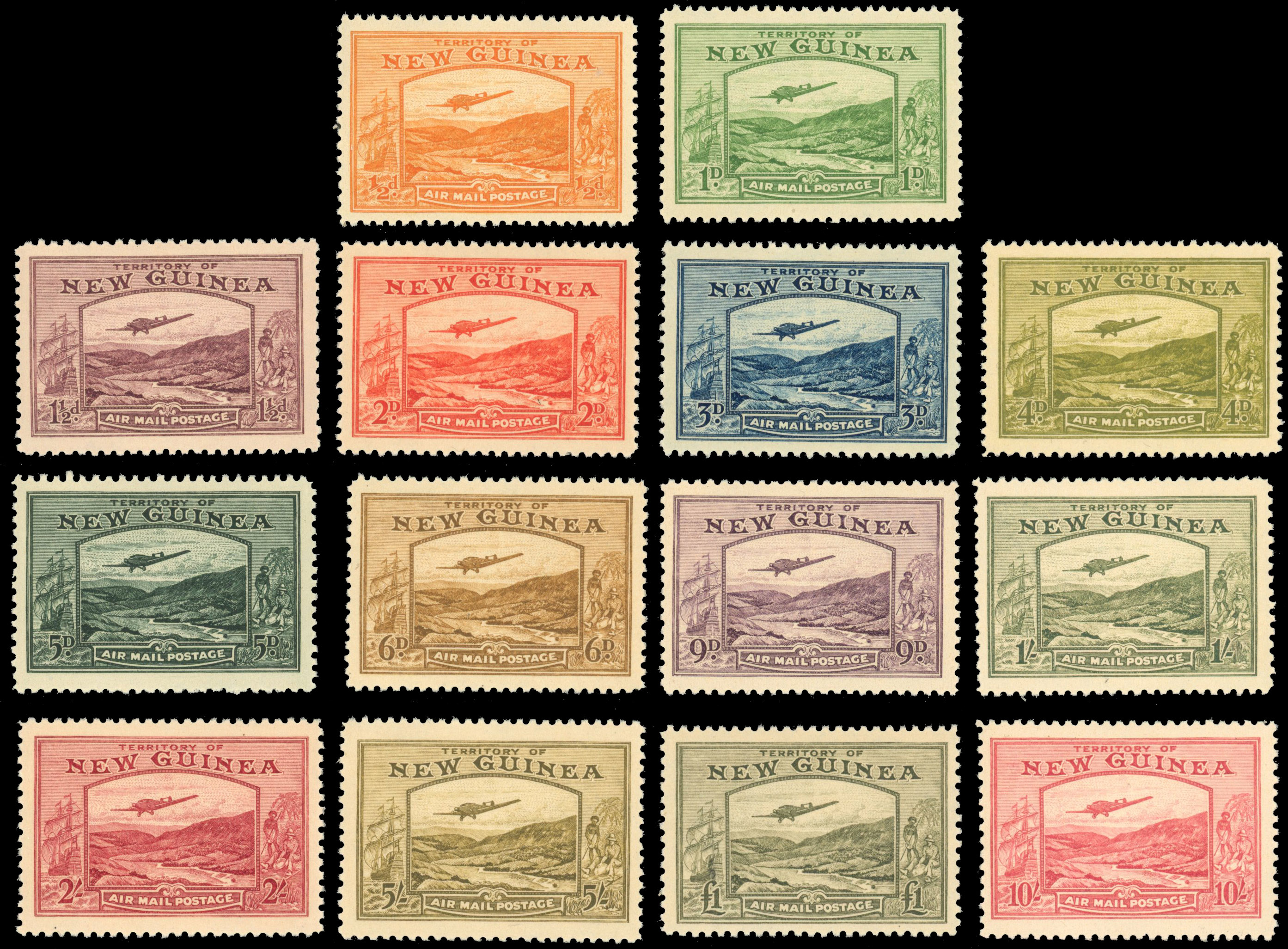 New Guinea SG 212-225 1939 Air set mint