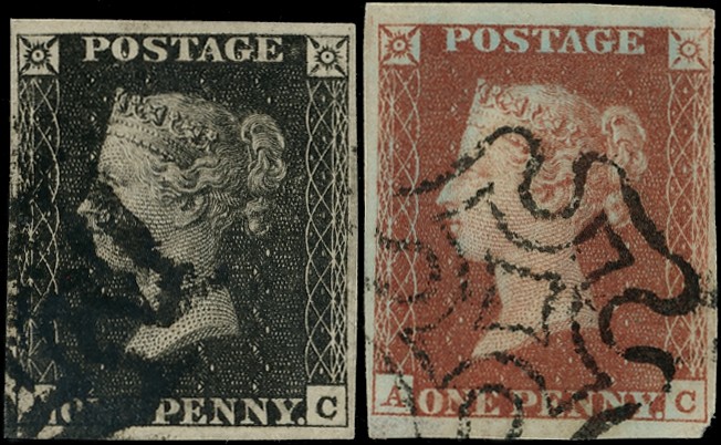 1841 1d black & 1d red-brown Plate XI (AC) matched...