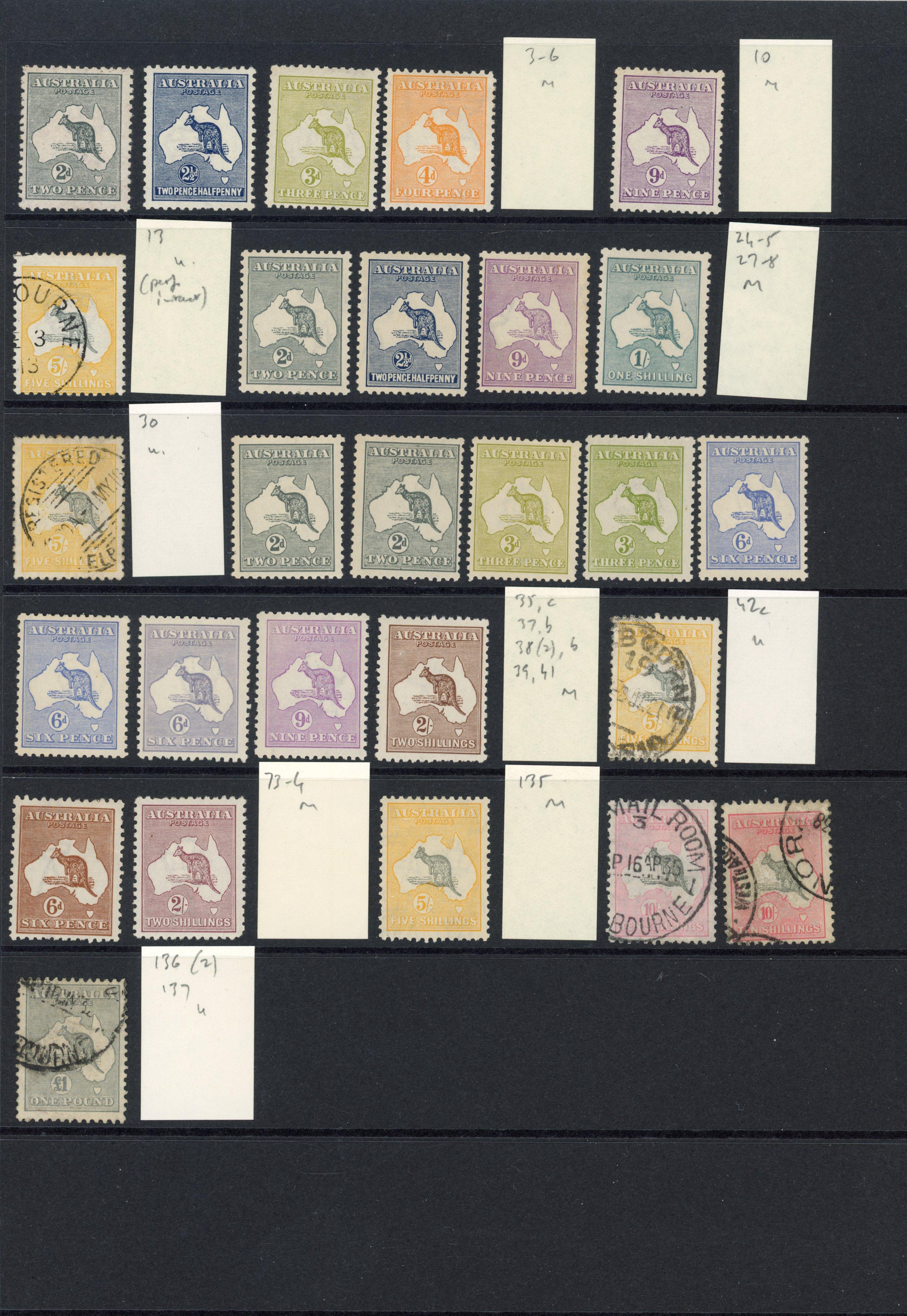 Australia 1913-35 mint and used Roos range