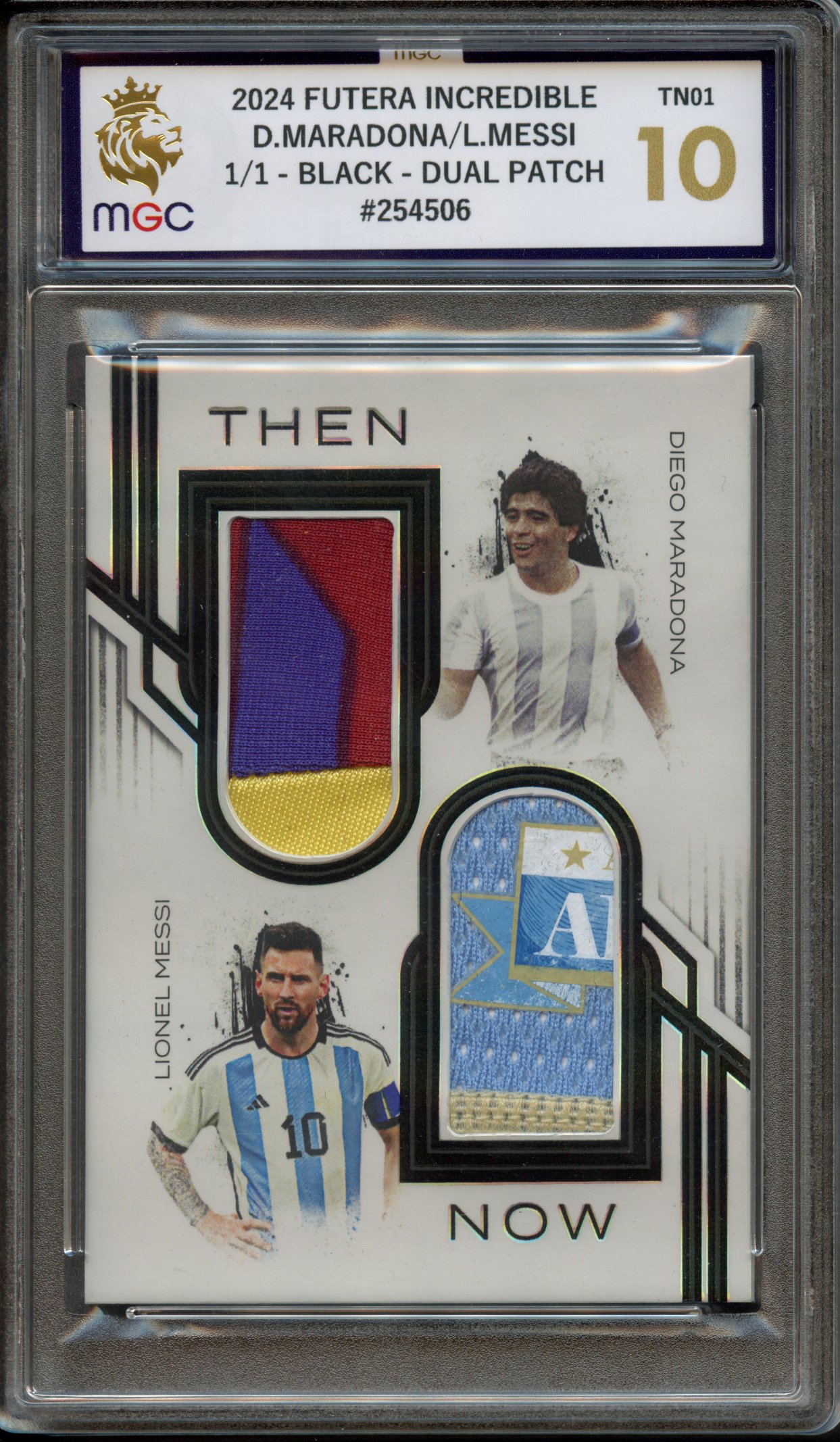 MGC 10 2024 Futera Incredible D.Maradona/L.Messi 1/1 Black Dual Patch