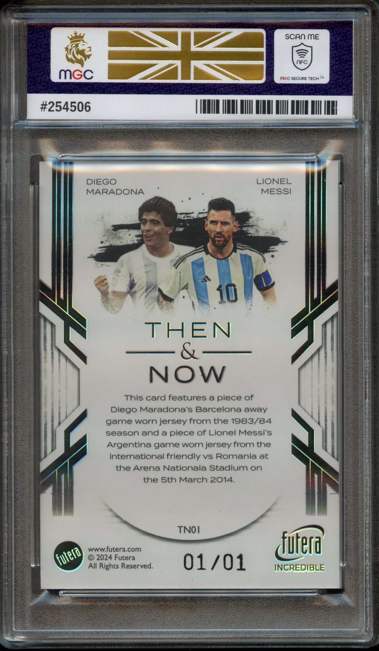 Past auction: MGC 10 2024 Futera Incredible D.Maradona/L.Messi 1/1 