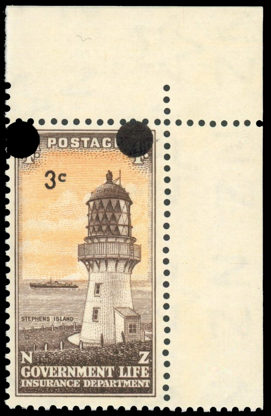 New Zealand Life Insurance Department. 1967-68 3c on 4d watermark sideways inverted, SG L53w