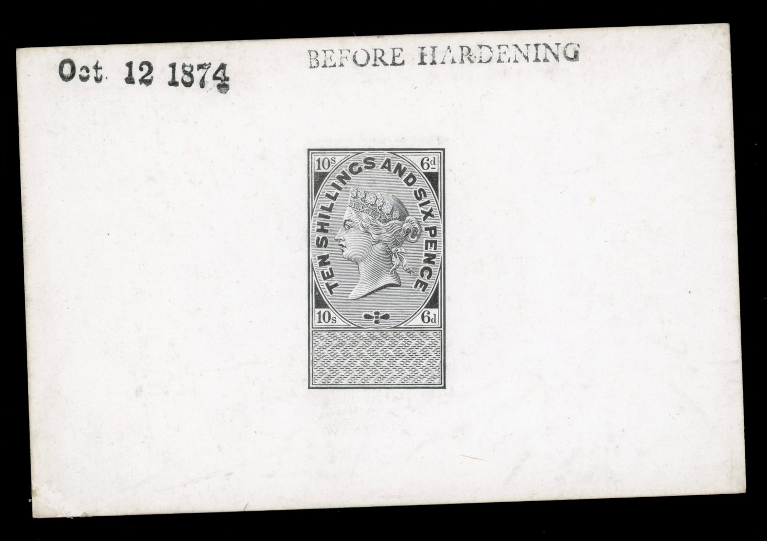 GB Unappropriated Dies 1874 10/6d Die Proof