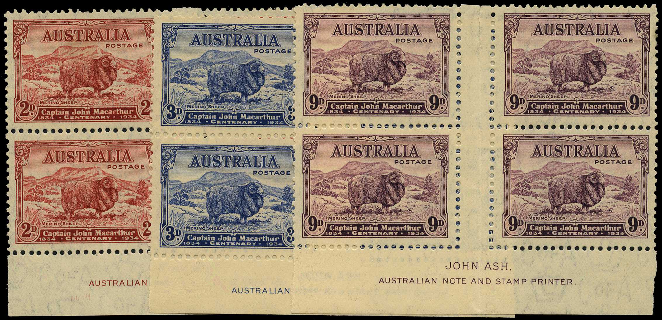 1934 Macarthur Centenary set of three...