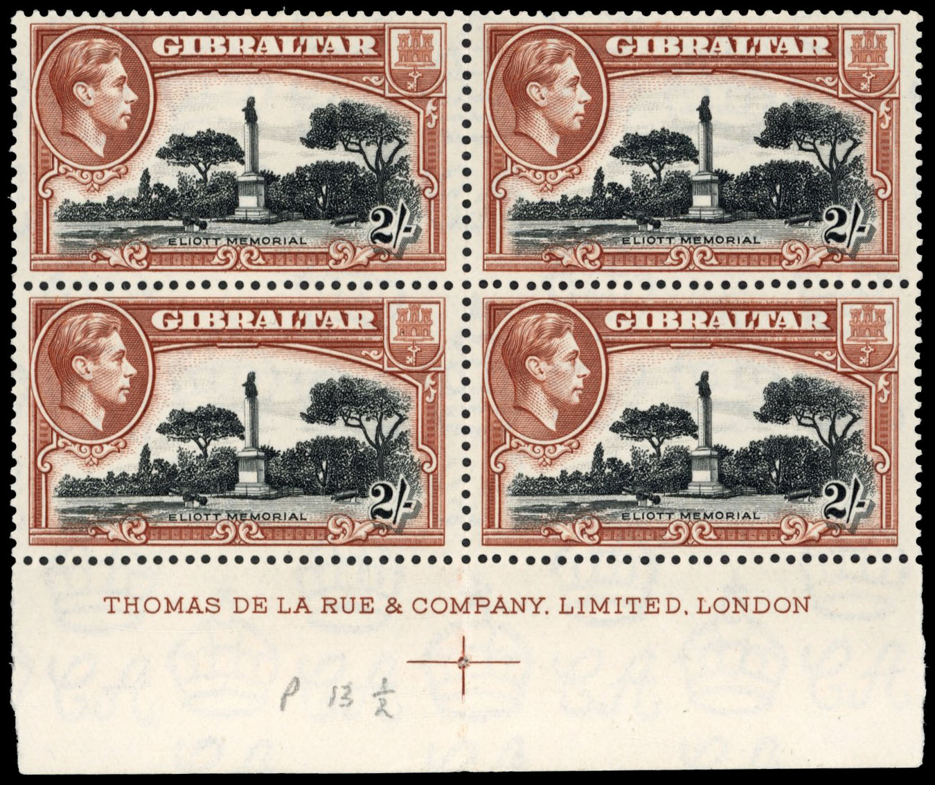 Gibraltar SG 128a imprint block mint