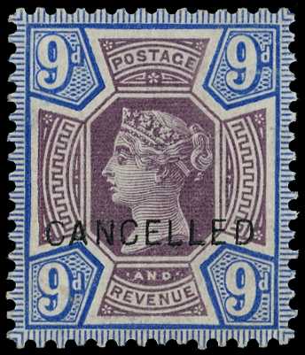 1887 9d dull purple and blue unmounted...