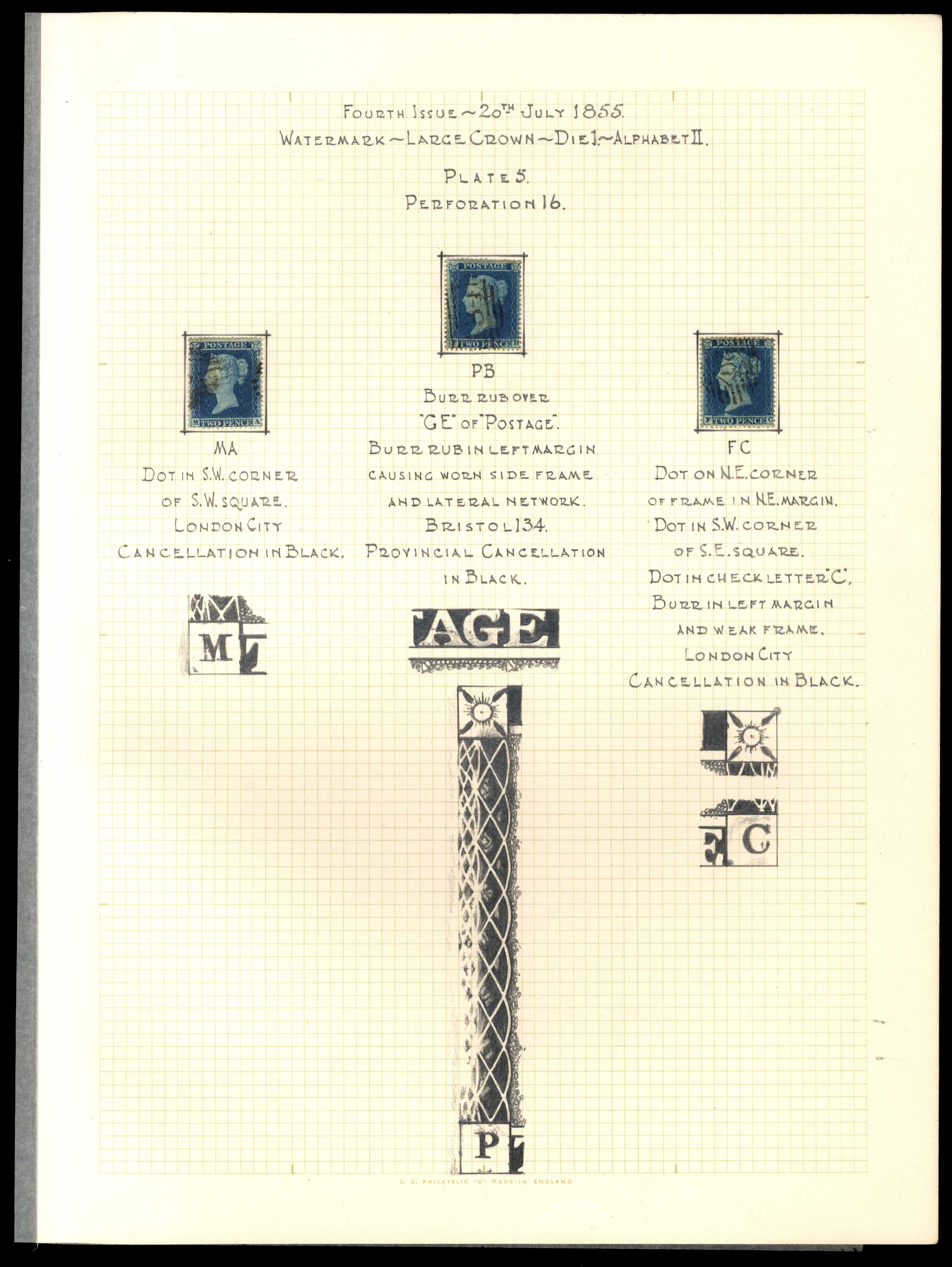 GB 1855 2d blue Plate 5 collection