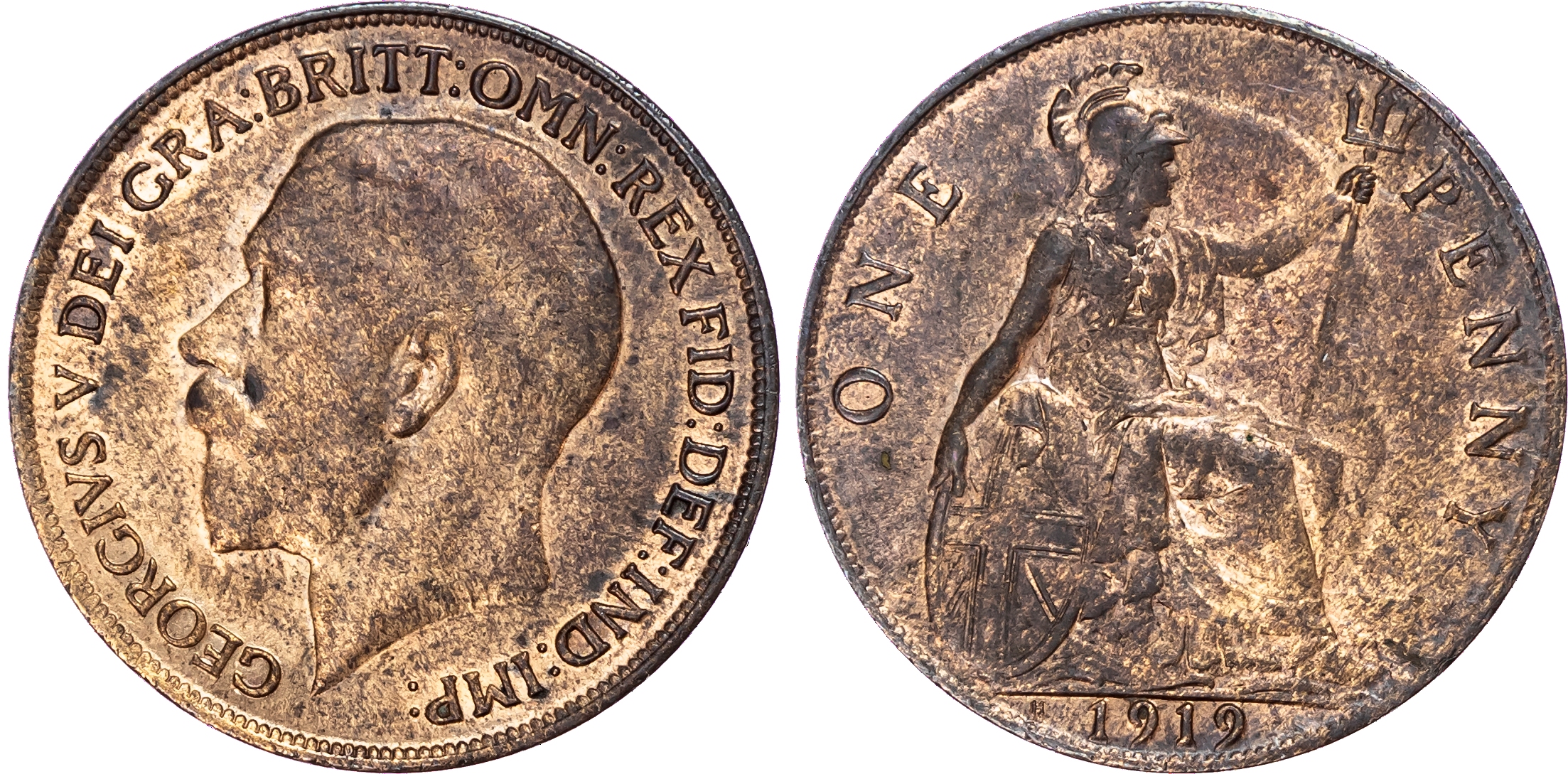 George V (1910-1936), Penny, 1919 H