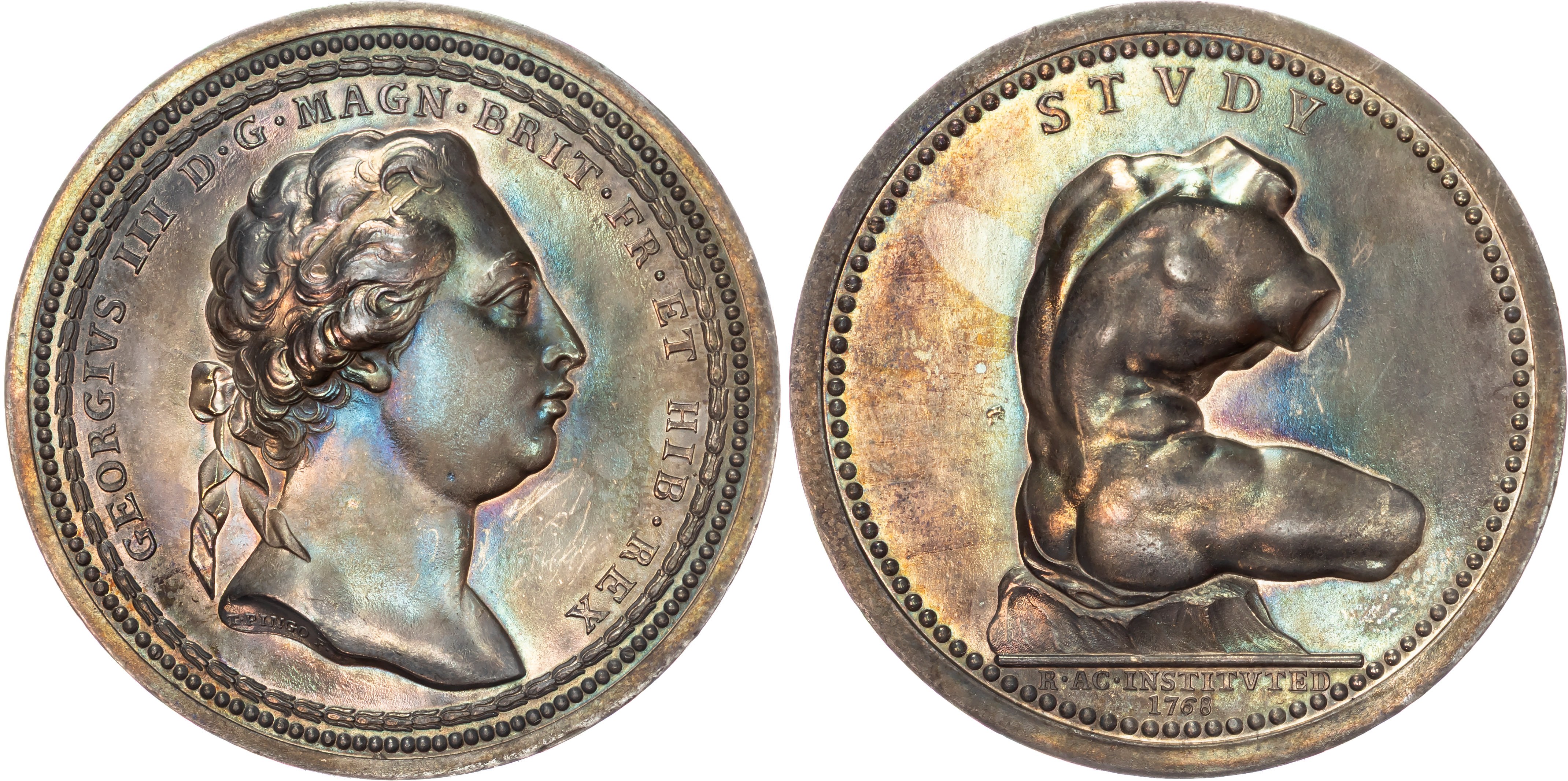 George III (1760-1820) Royal Academy of Arts, 1768, silver prize medal (55mm/90.32gm) by T Pingo.