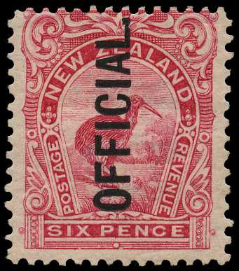 Officials. 1908 6d pink, perf 14 x 13, o.g....