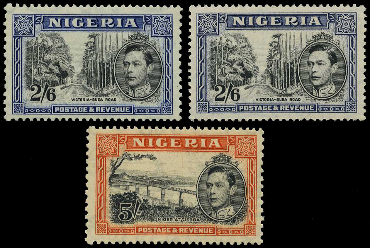 1938 2/6d and 5/- perf 13 x 11½, and 1947...