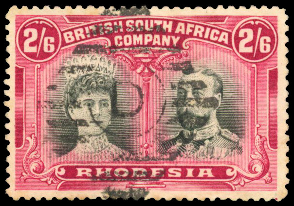 SG 155a 2s6d grey-black and deep carmine, used with barred 'D' cancel