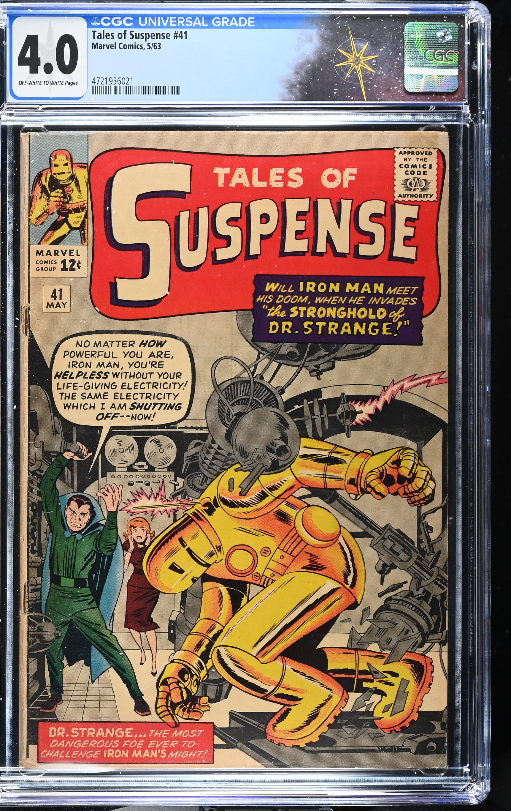 Tales of Suspense #41 CGC 4.0 3rd Appearance of Iron Man Cover by Jack Kirby (Marvel Comics, 1963) Off-White to White Pages