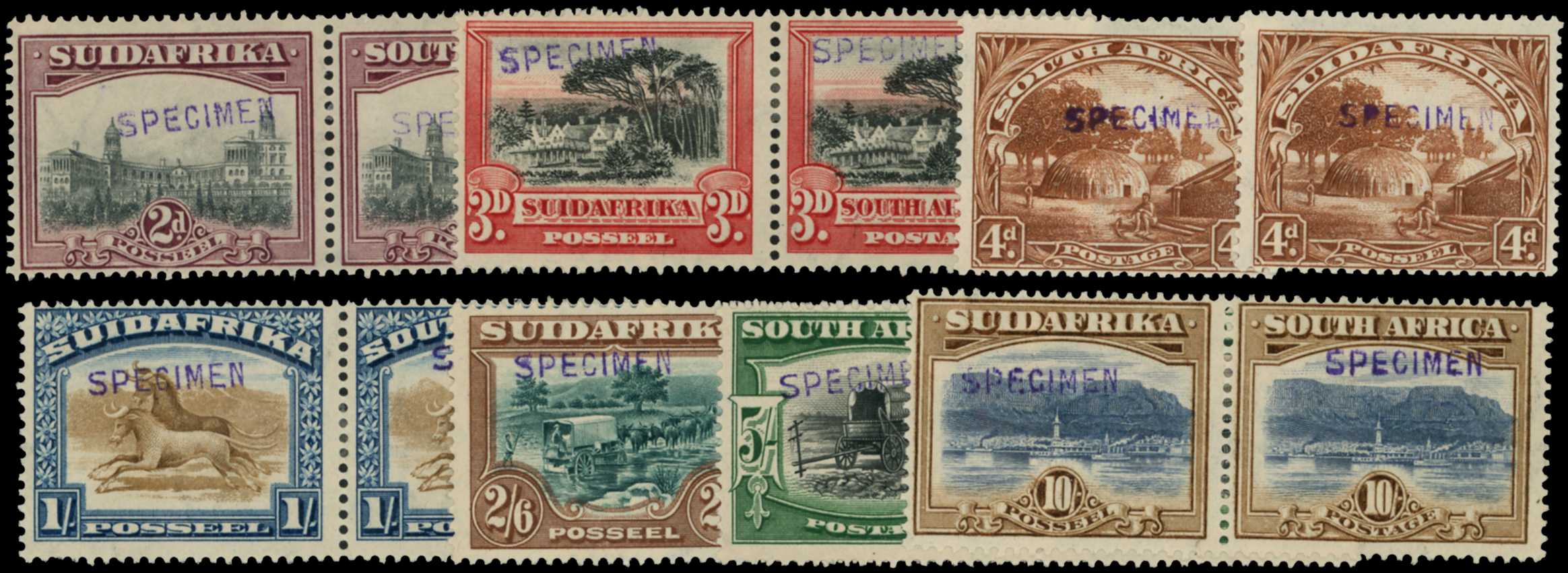 1927-30 Pictorial set to 10s in horizontal...