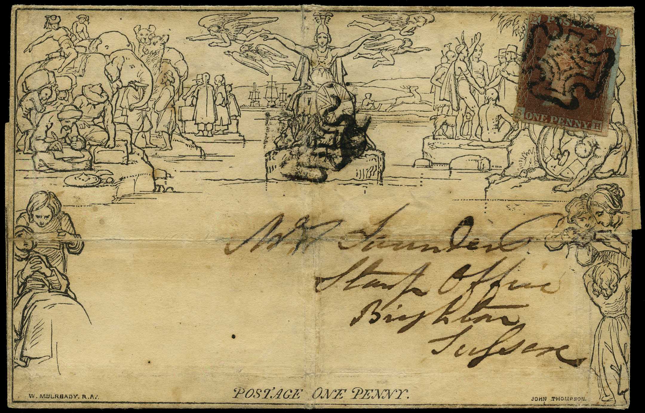 1840 1d black lettersheet, stereo A5 (Spec...