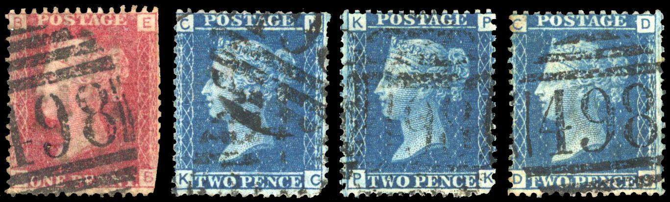 1864 A. & S. Henry & Co. Manchester unofficial underprints. Four used