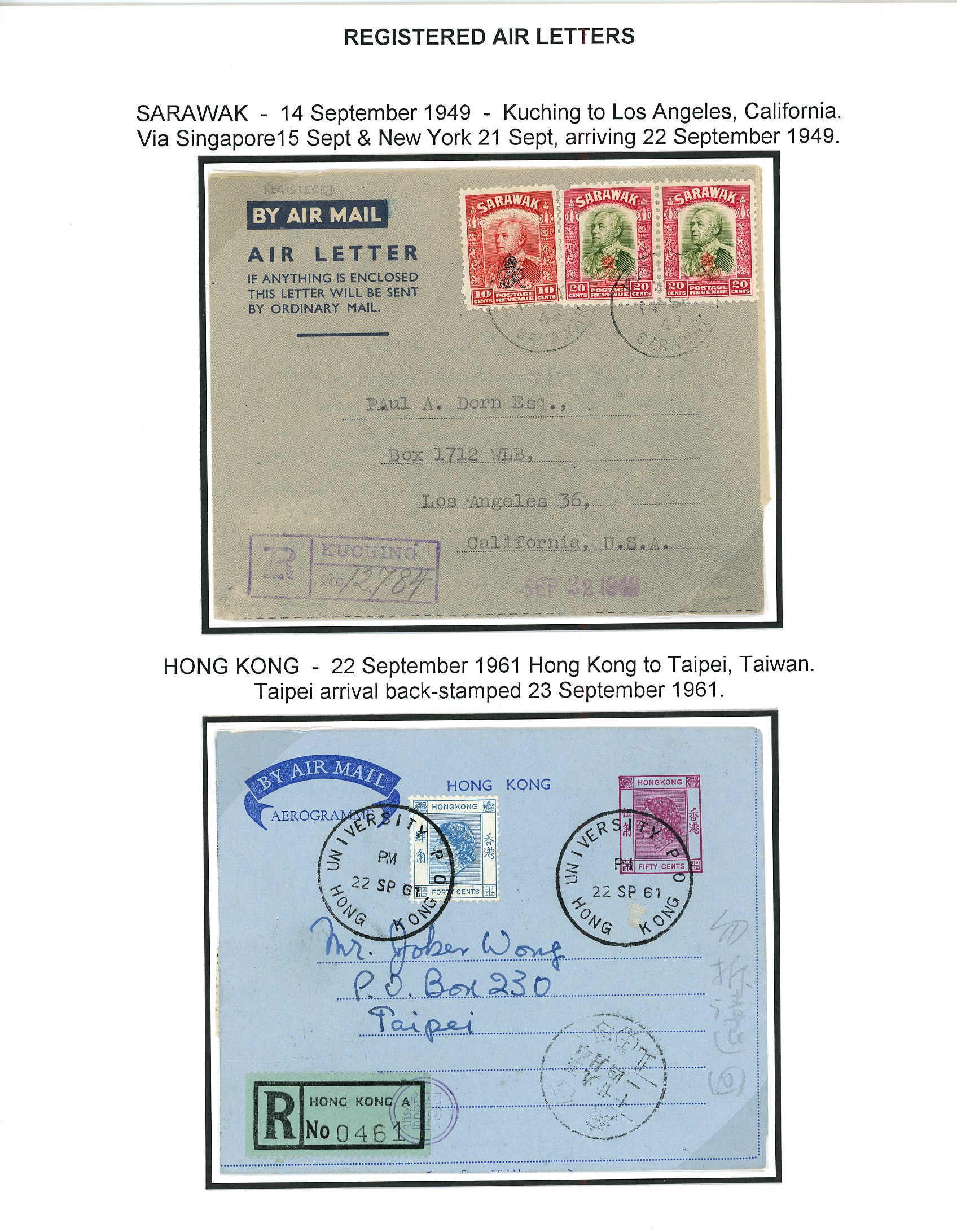 Postal History 1892-79 registered selection of used arranged on display...