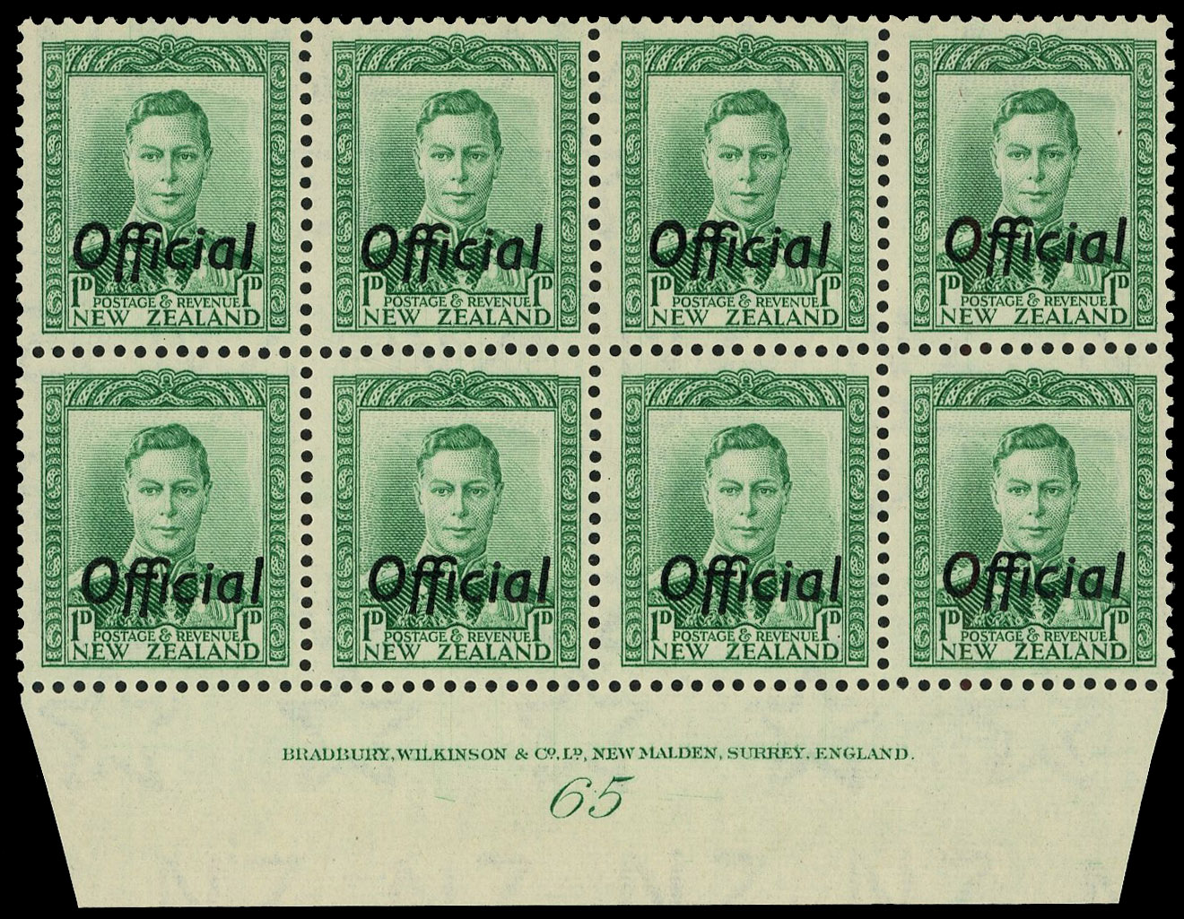 NZ SG O137 Plate block mint