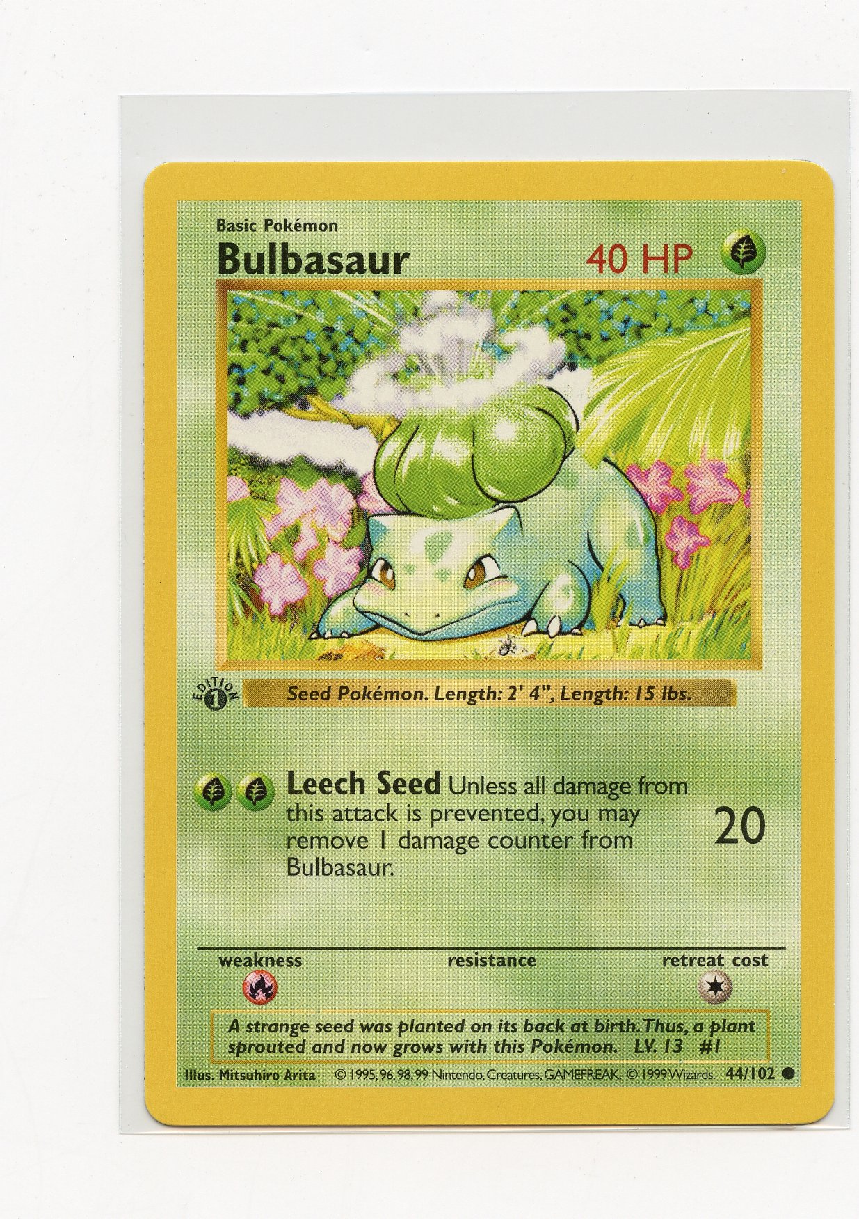 Bulbasaur #44 1st Edition Shadowless - Base Set (NM)