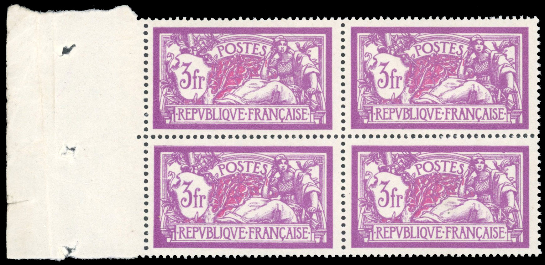 France 1925-32 Merson 3fr deep mauve and carmine ‘B apostrophe L’ variety, SG 430a