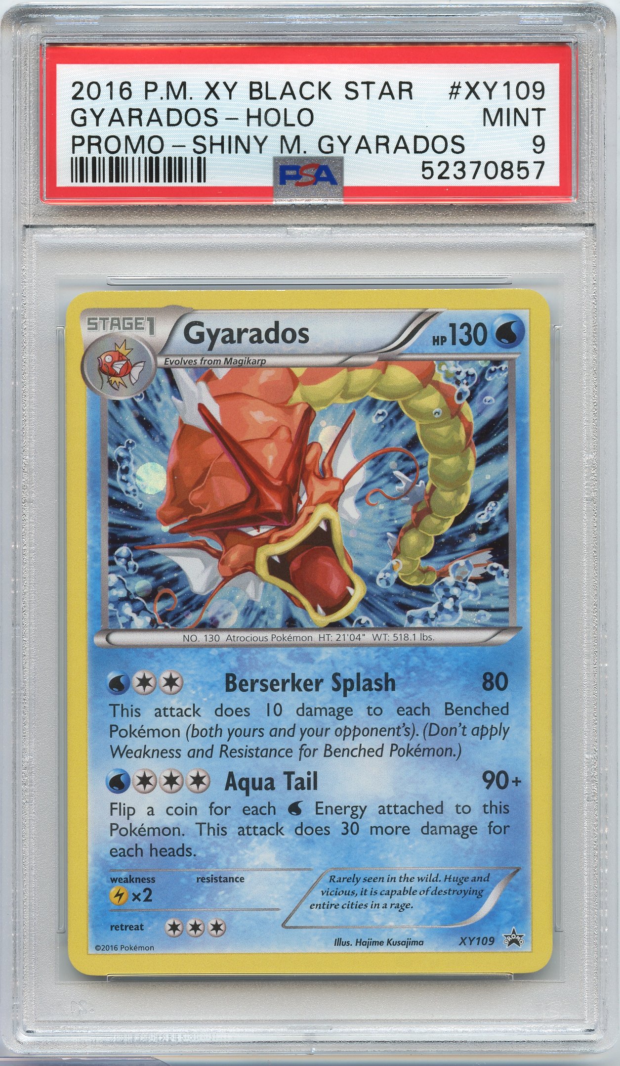PSA 9 Shiny Gyarados #XY109 Holo Black Star Promo 