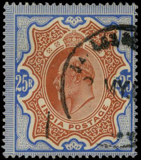 1909 25r brownish orange and blue, used...