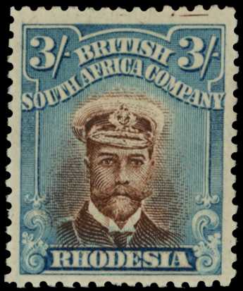 1913-7 3/- Head Die II, perf 14. Large part...