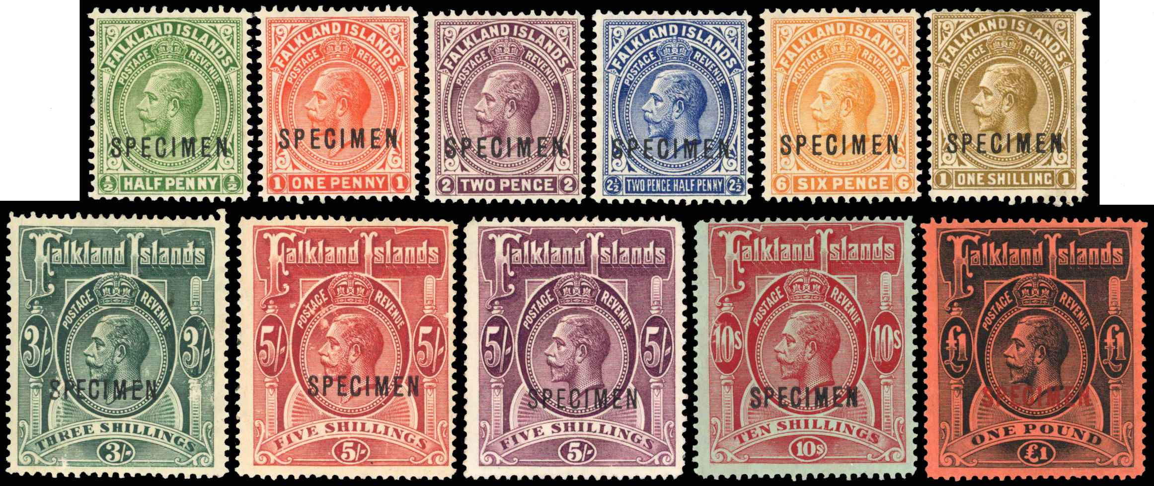 Falkland Islands SG 60s-69s Specimens