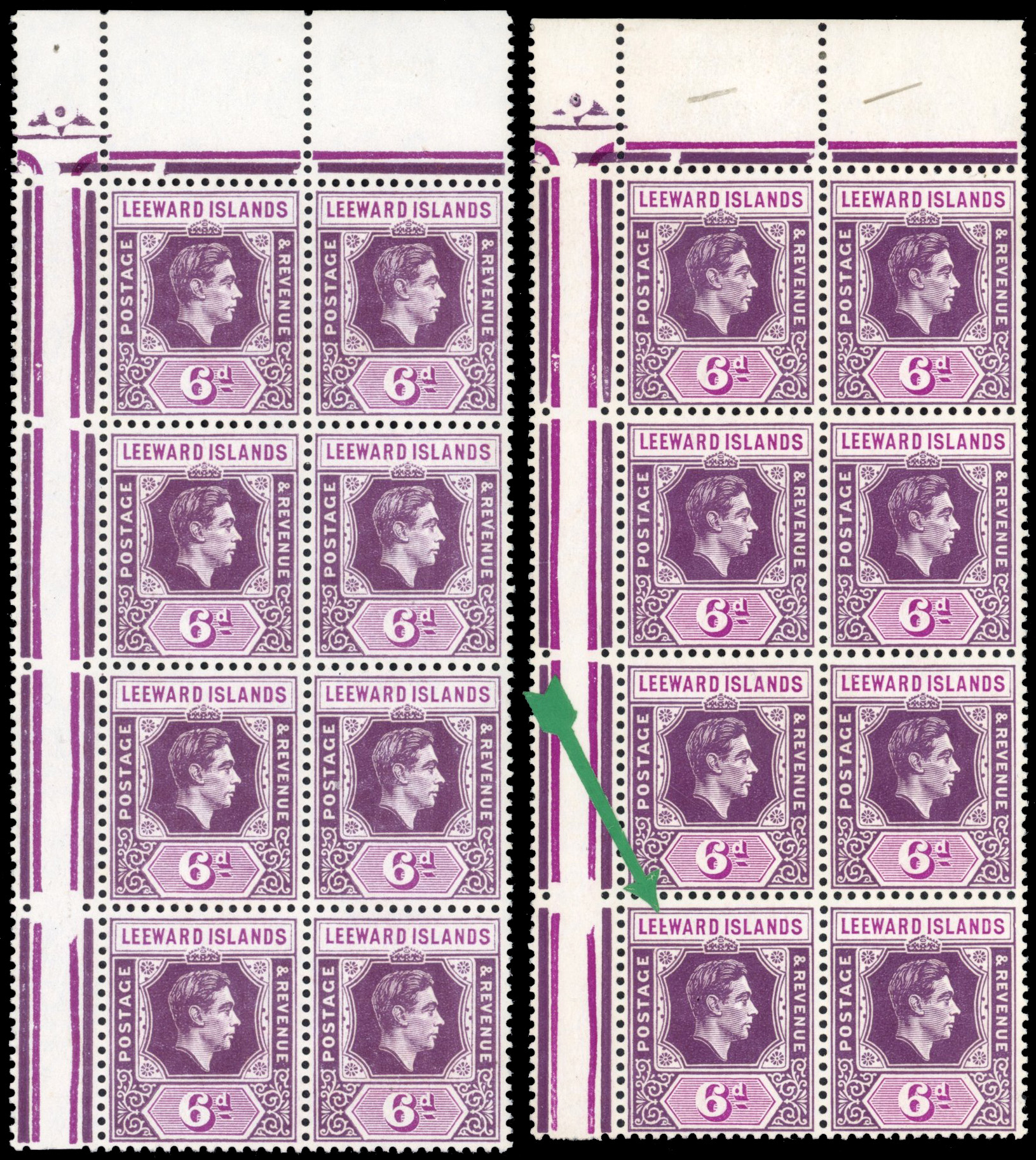 Leeward Islands SG 109ba block mint