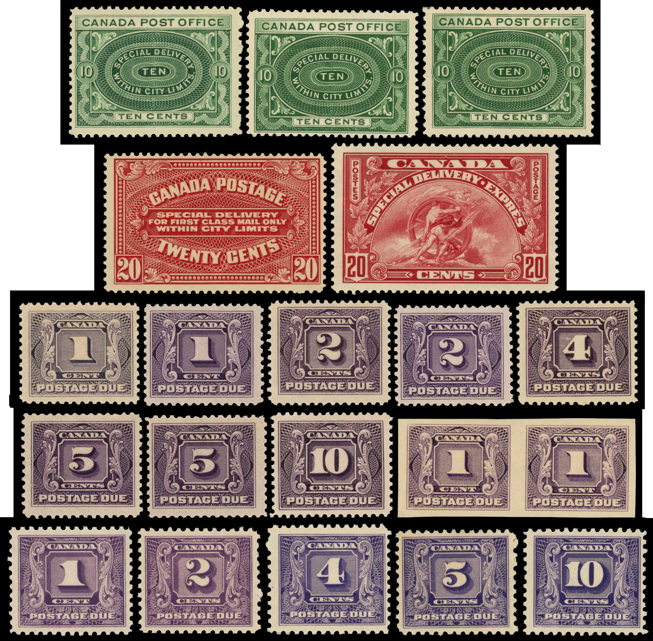 Canada special delivery and postage due range