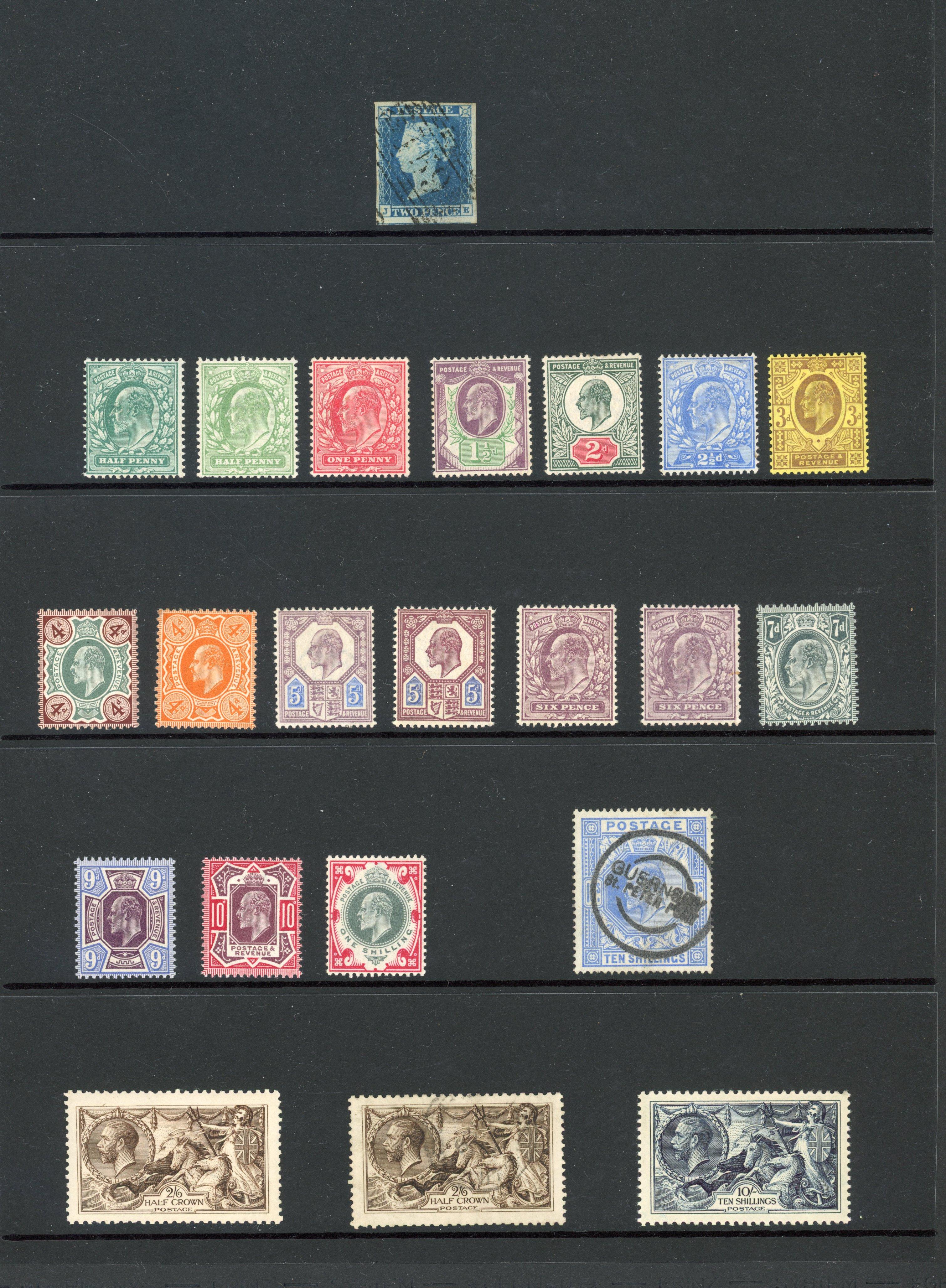 GB 1841-1934 mint and used selection arranged on a Hagner sheet