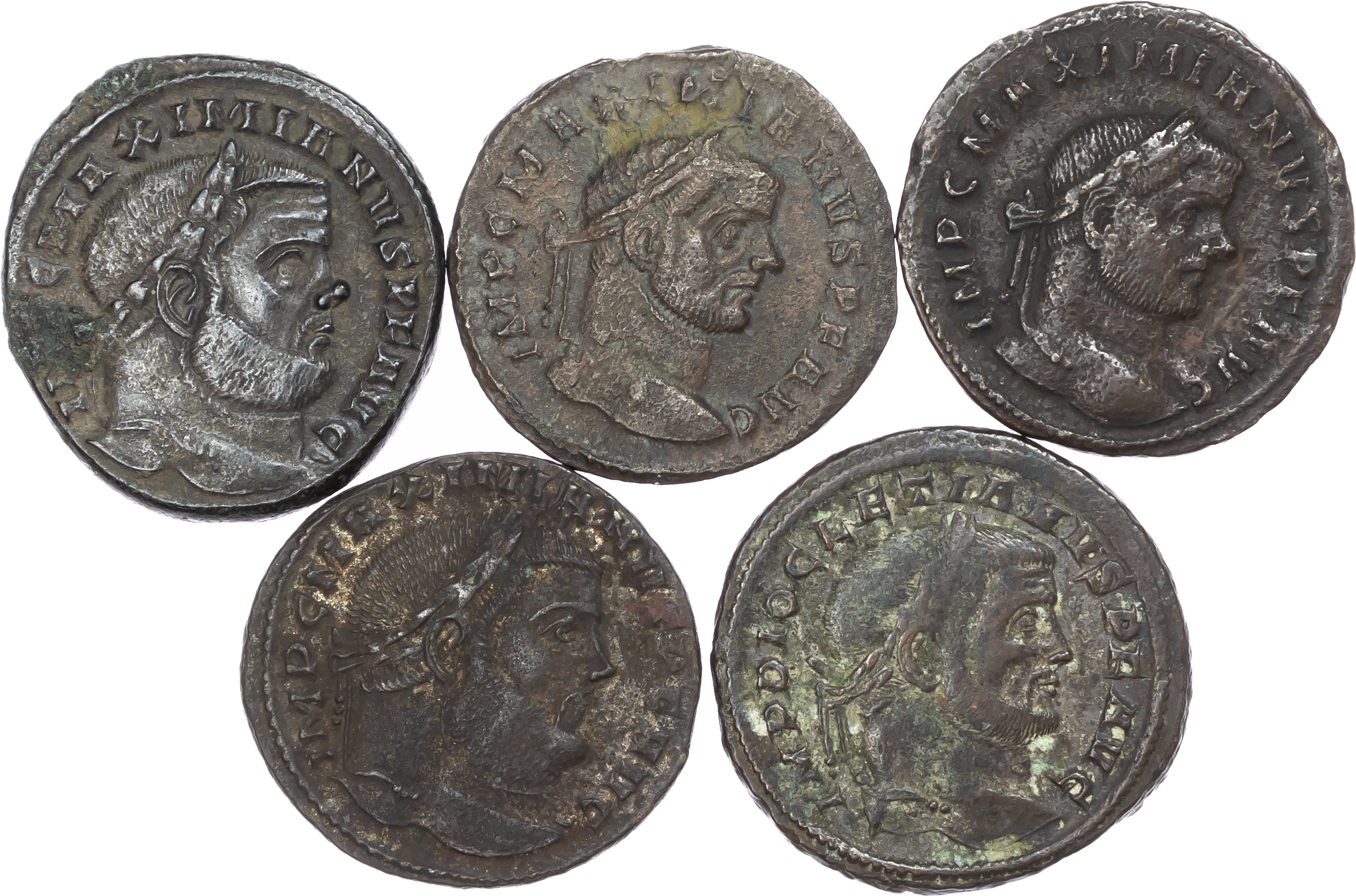 Group lot of 5 Tetrarchic Folles. 