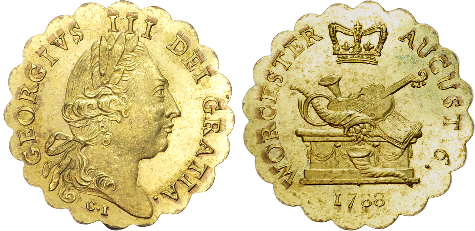 Worcs . Worcester, George III silvered ‘medalet’ Farthing 1788, Bust right of George III with C.I below bust, rev. crown …