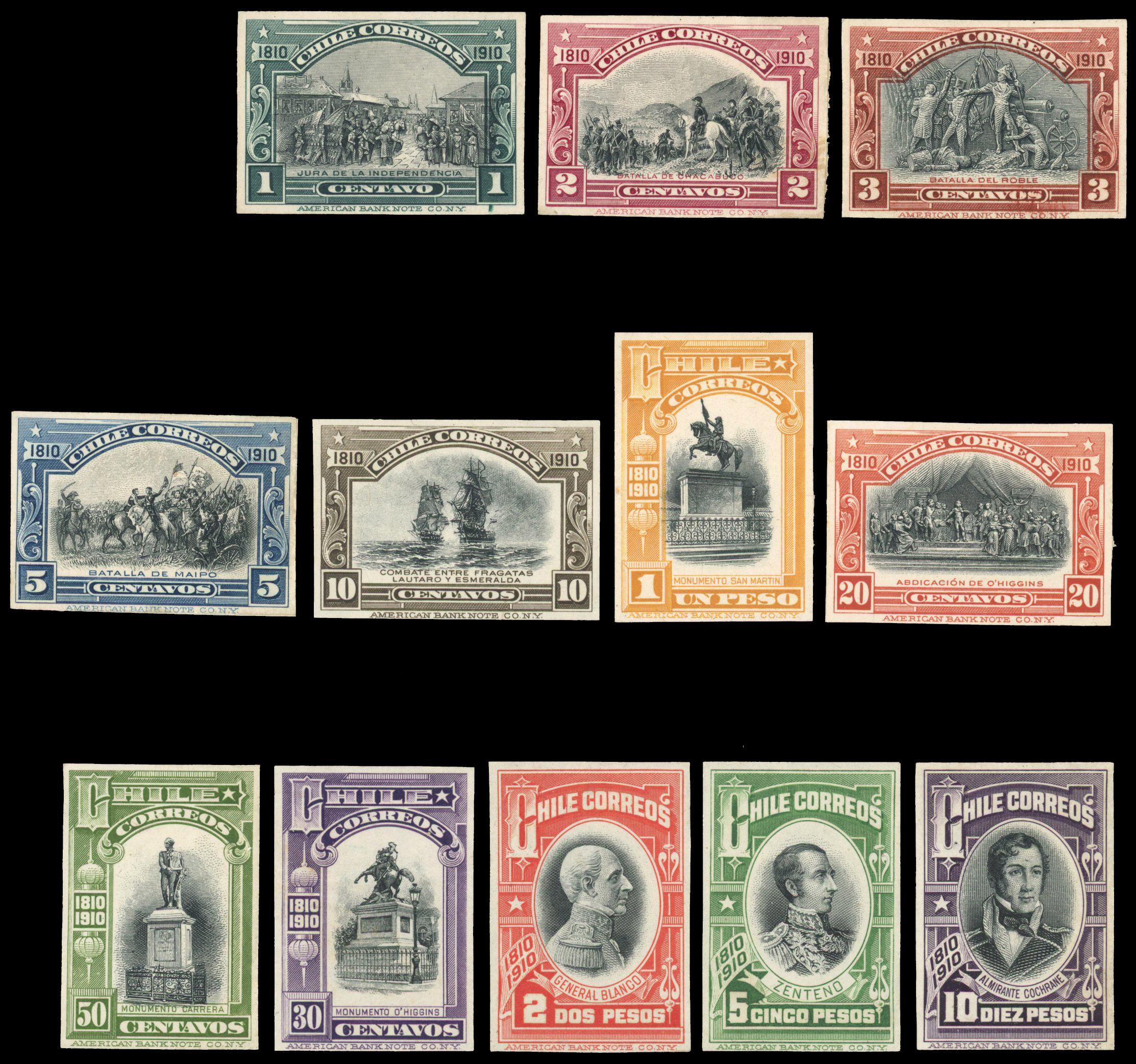 1919 Centenary of Independence part set die profs SG 119-133var 