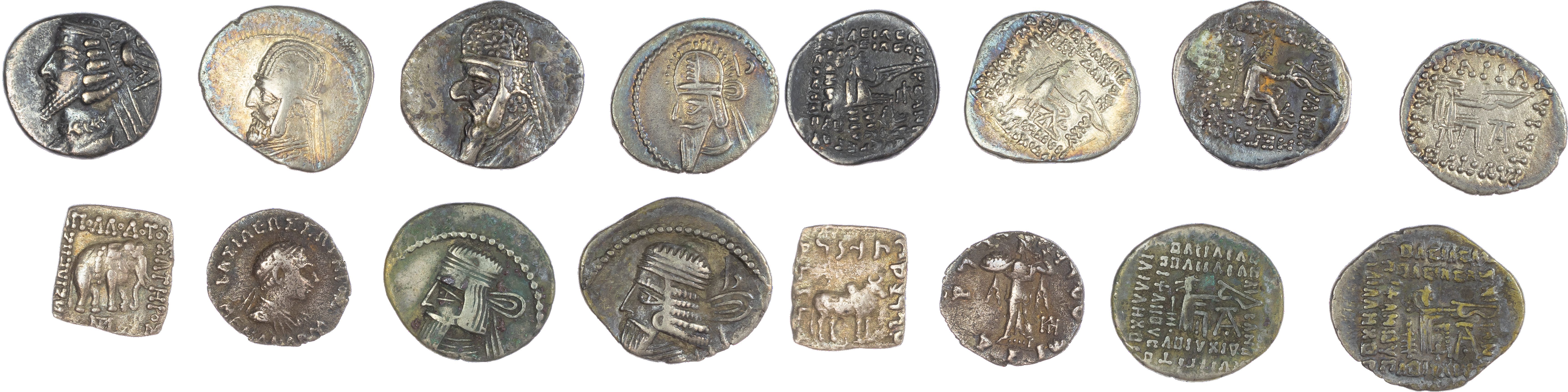 Group of Miscellaneous Parthian and Indo‑Greek Silver (8), including two fourees (c. 1st Centuries BC). Various