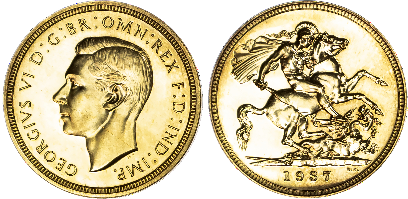 George VI (1936-52), Gold proof Set, four coin set issued in 1937