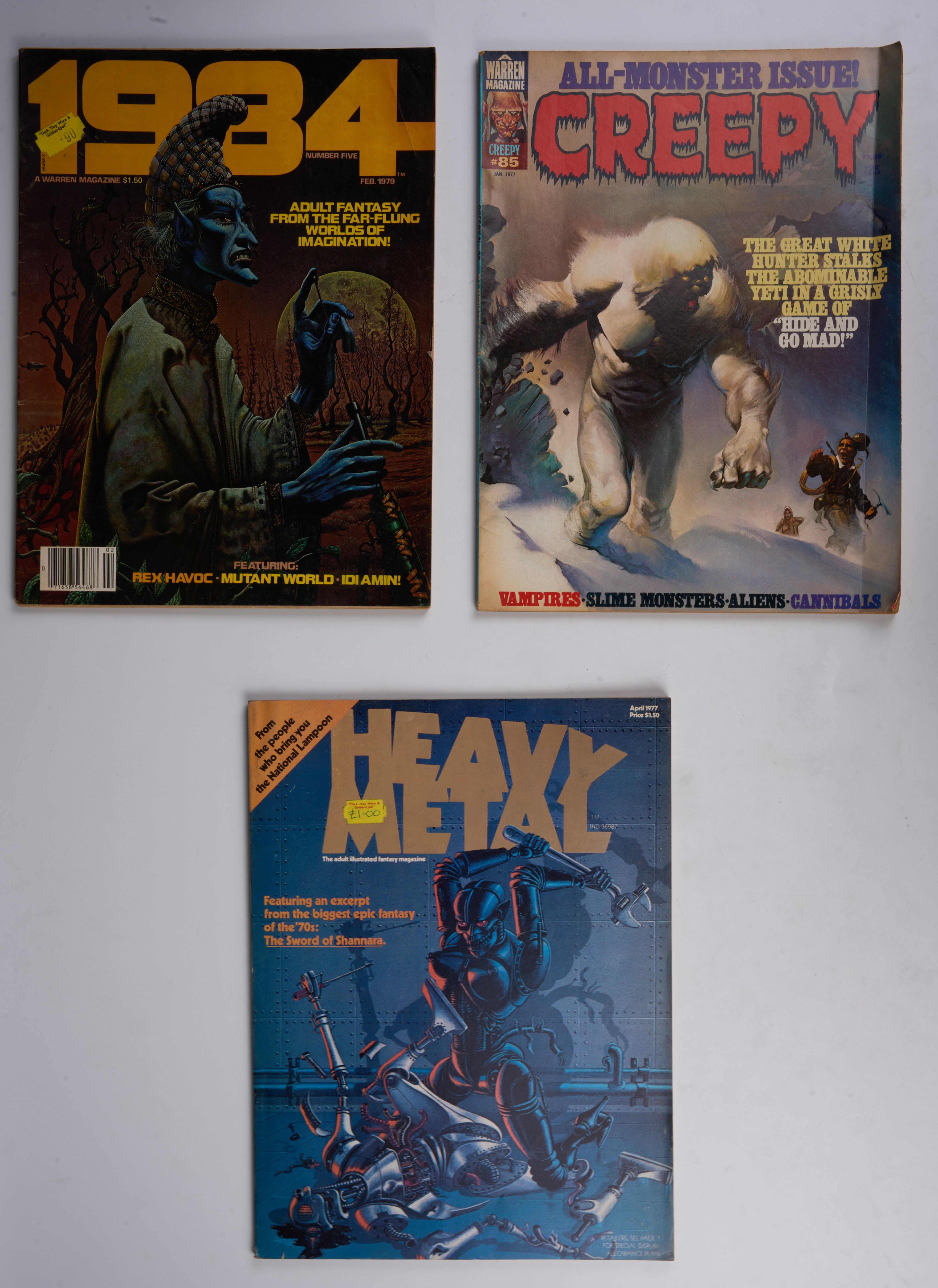 Heavy Metal Magazines Including #1, 1984 and Creepy (Warren/National Lampoon, 1977-94) Bundle of 13