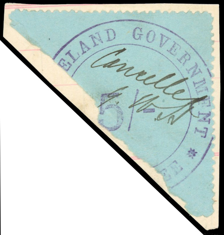 Swaziland Revenue 1890 5s bisect used