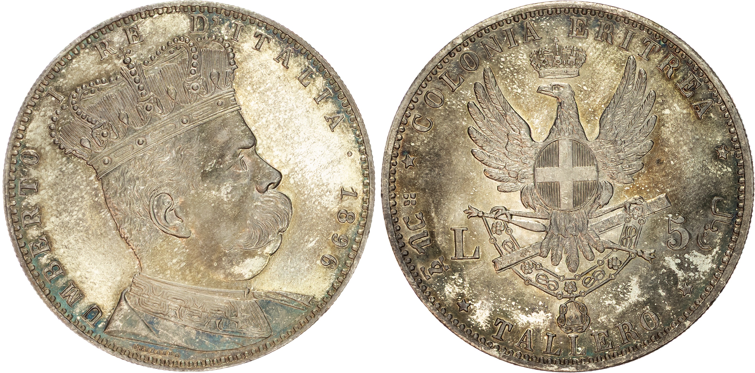 Eritrea (colonial), Umberto I (1878-1900), silver Tallero