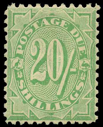 Postage Dues. 1909 20/- dull green, stroke...