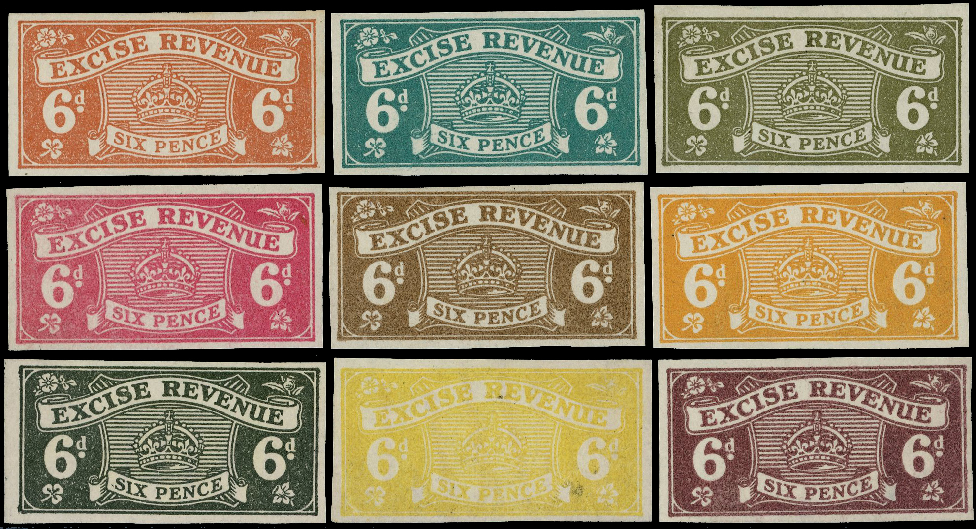GB Revenue Entertainment Duty COLOUR TRIALS x9