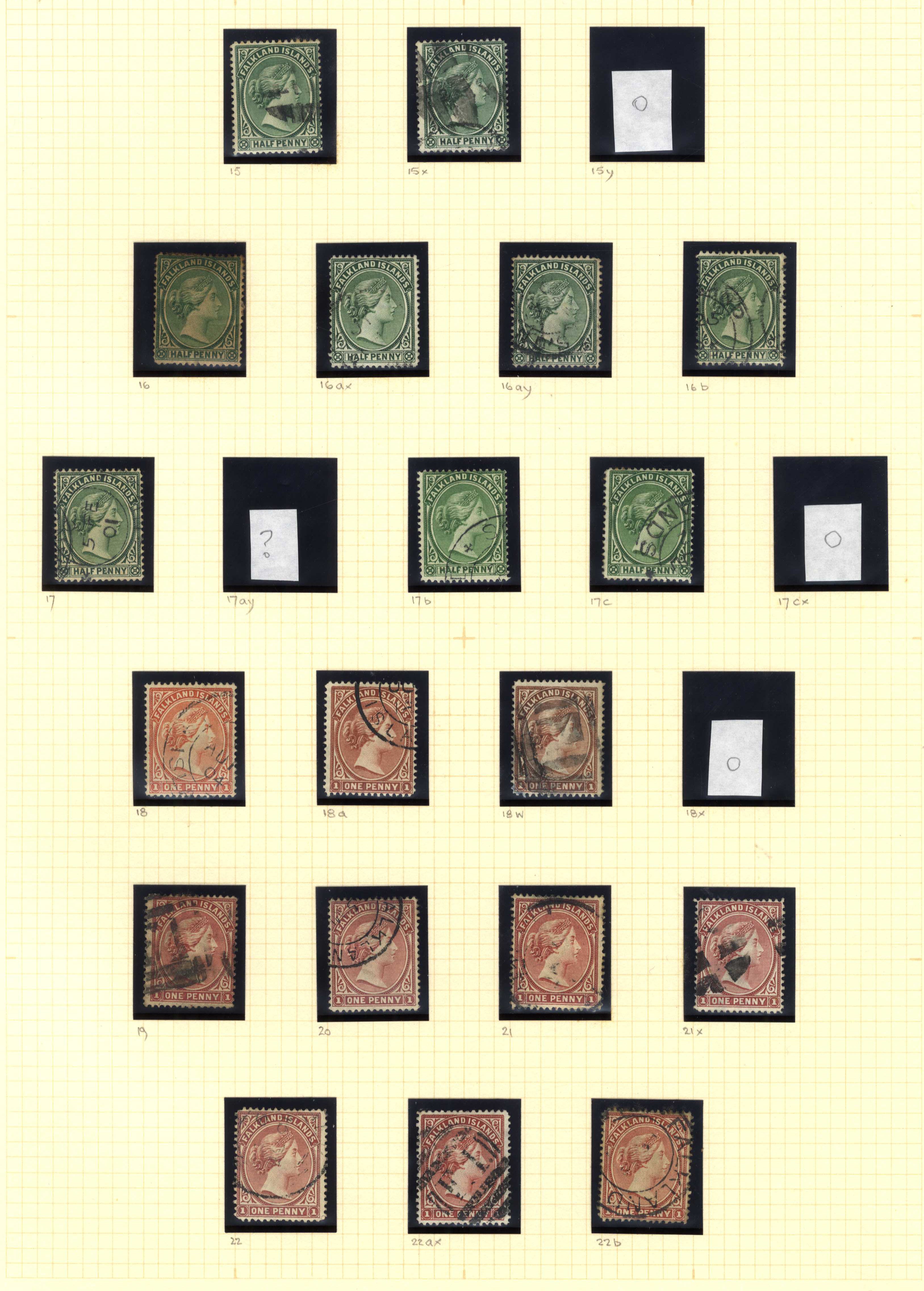Falkland Islands SG 15-38 1891-1902 set collection used