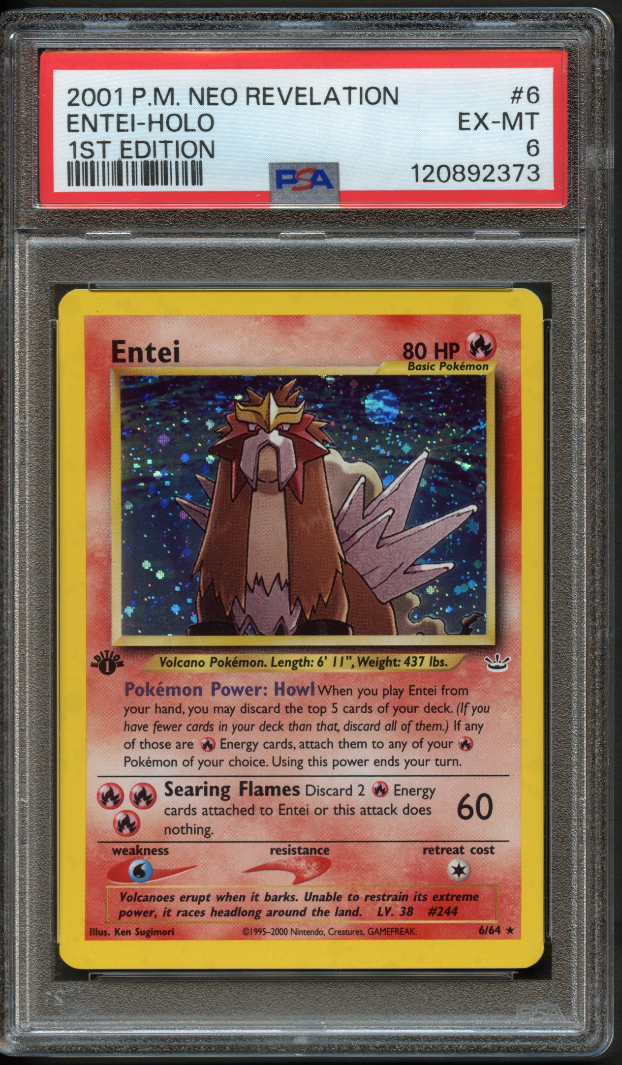 PSA 6 Entei 1st Edition Holo - Neo Revelation #6 2001 