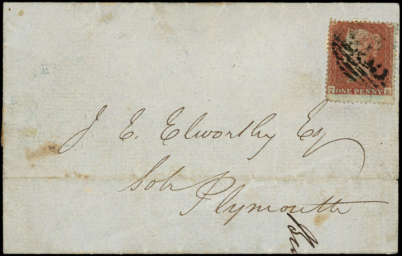 1850 1d Red-brown “Archer“ Pl.100.