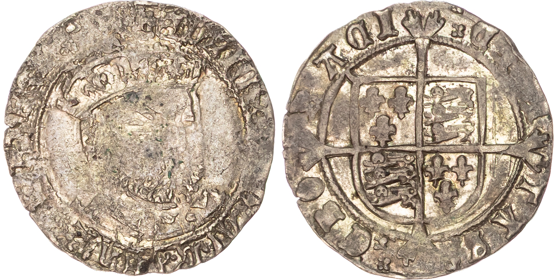 Henry VIII (1509‑1547) AR Groat 2.52gm. Third Coinage ‑ 1545‑1546, York mint, no mm. 
