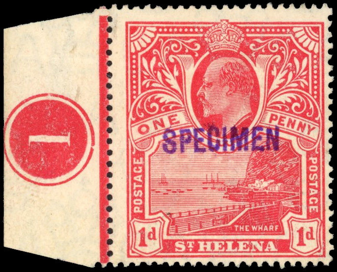 St Helena SG 71s 1911 1d red unissued with local SPECIMEN