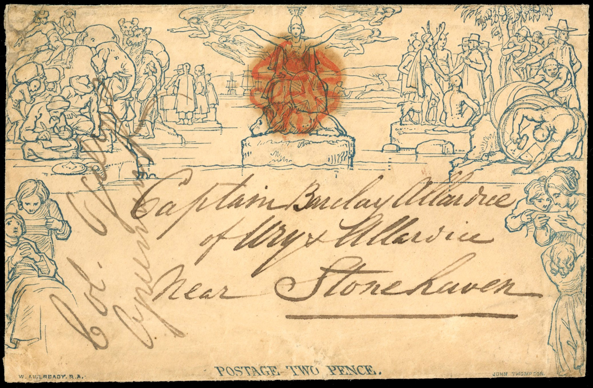 GB: MULREADY: 1840 2d envelope used